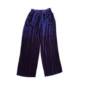 III State VTG 90s Y2K Wide Leg Velvet Pants Silk Velvet Pants Royal Purple Sz M